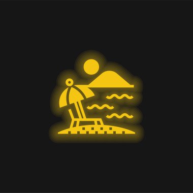 Plaj sarısı parlak neon simgesi