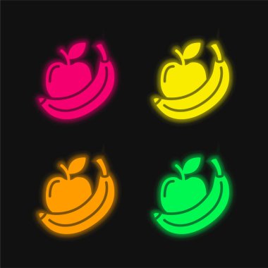 Apple dört renk parlayan neon vektör simgesi