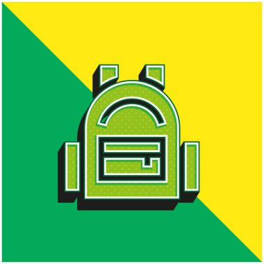 Sırt çantası yeşil ve sarı modern 3d vektör simgesi logosu