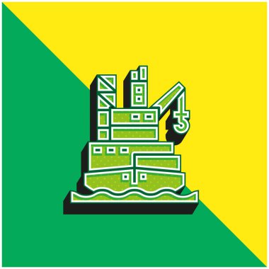 Barge Green and yellow modern 3d vector icon logo clipart