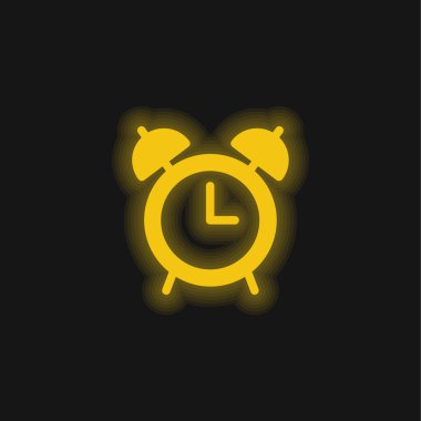 Alarm Saati sarı parlayan neon simgesi