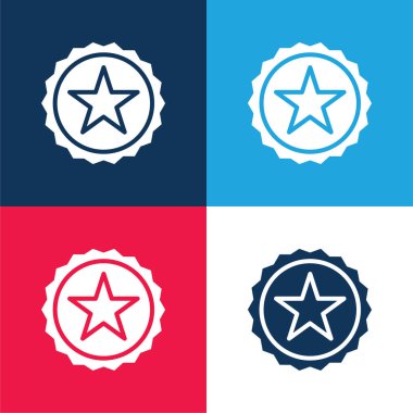 Ödül mavi ve kırmızı dört renk en düşük simge kümesi