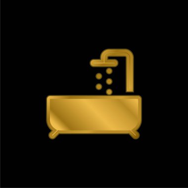 Bathtube gold plated metalic icon or logo vector clipart