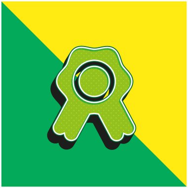 Badge With Ribbon Green and yellow modern 3d vector icon logo clipart