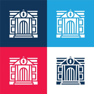 Mavi ve kırmızı dört renk minimal simge kümesi