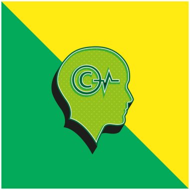 Bald Head With Copyright Symbol And Lifeline Inside Green and yellow modern 3d vector icon logo clipart