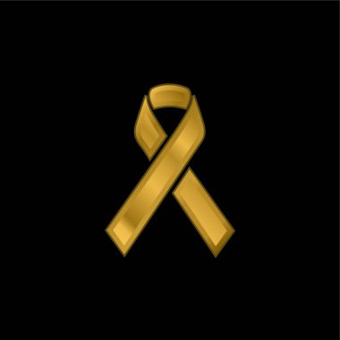 Awareness Ribbon gold plated metalic icon or logo vector clipart