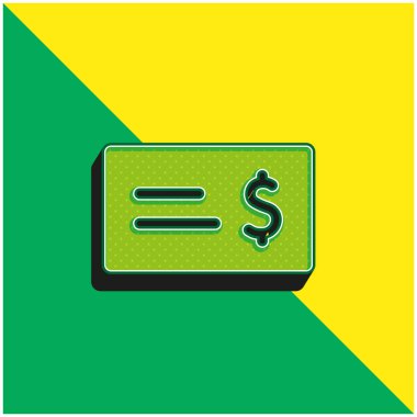 Bank Check Green and yellow modern 3d vector icon logo clipart