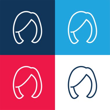 Blond Female Hair Shape blue and red four color minimal icon set clipart
