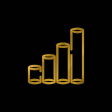 Bar Chart gold plated metalic icon or logo vector clipart