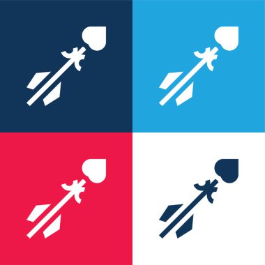 Ok mavi ve kırmızı dört renk minimal simge kümesi