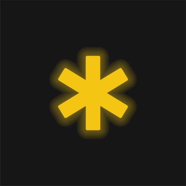 Asterisk sarı parlak neon simgesi