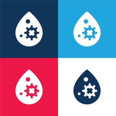 Blood blue and red four color minimal icon set clipart