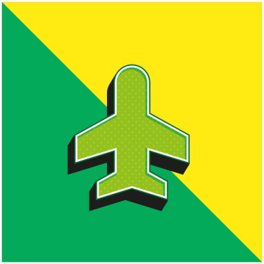 Yeşil uçak ve sarı modern 3d vektör logosu