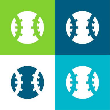 Büyük Beyzbol Topu Düz 4 renk minimal simge kümesi