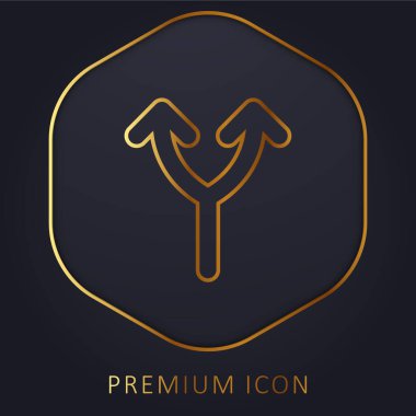 Bifurcation Of Up Arrow golden line premium logo or icon clipart