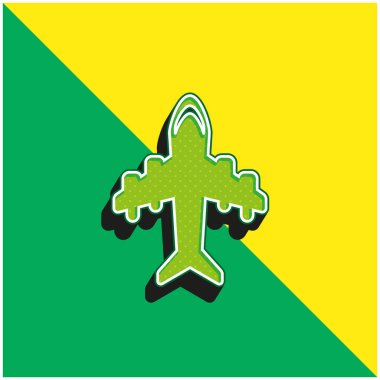 Aeroplane With Four Big Motors Green and yellow modern 3d vector icon logo clipart