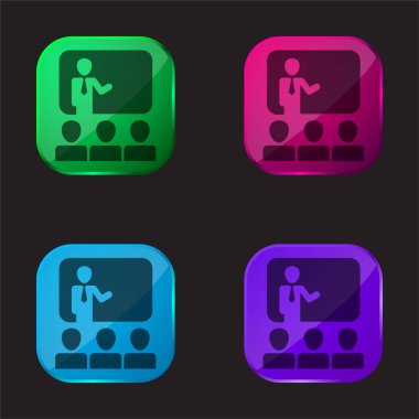 İşletme Dört Renkli Cam Simge Sunumunda Seyirciler