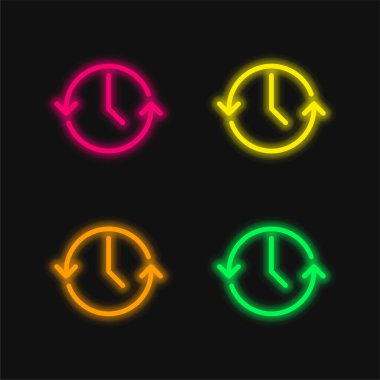 Saat Yönünde parlayan neon vektör simgesi