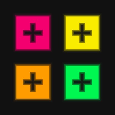 Bu dört renk parlayan neon vektör simgesini ekle