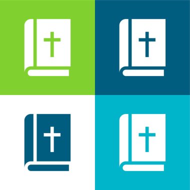 Bible Flat four color minimal icon set clipart