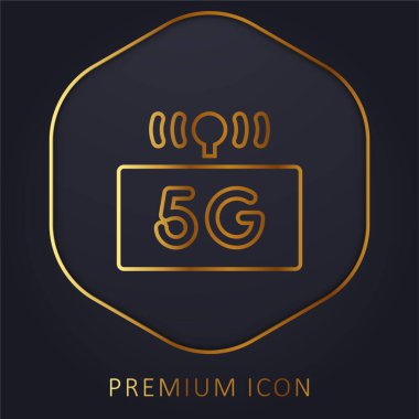 5g altın çizgi prim logosu veya simgesi