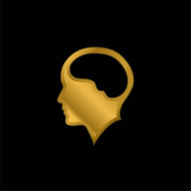 İnsan Başının İçindeki Beyin Altın Kaplama Metal Simge veya logo Vektörü