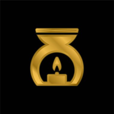 Aromaterapi Spa Tedavi Altın kaplama metalik simge veya logo vektörü