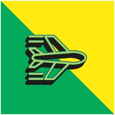 Uçan Yeşil ve Sarı 3D modern vektör simgesi