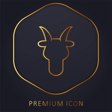 Aries Bull Head Front Shape Symbol golden line premium logo or icon clipart