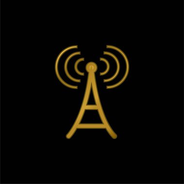 Anten altın kaplama metalik simge veya logo vektörü