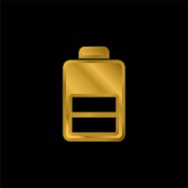 Battery gold plated metalic icon or logo vector clipart