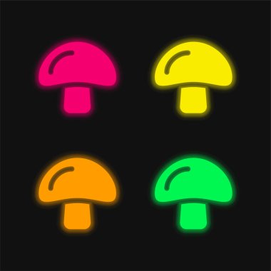 Büyük Mantar dört renk parlayan neon vektör simgesi