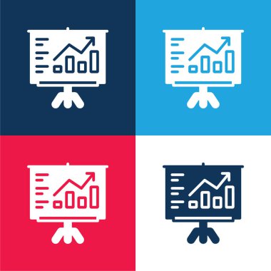 Analitik mavi ve kırmızı dört renk minimal simge kümesi