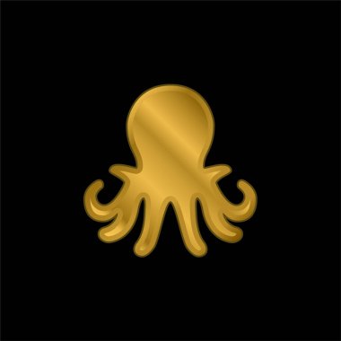 Akvaryum Octopus altın kaplama metalik simge veya logo vektörü