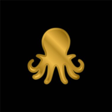Akvaryum Octopus altın kaplama metalik simge veya logo vektörü