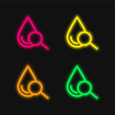 Kan Düşür Dört renk parlayan neon vektör simgesi