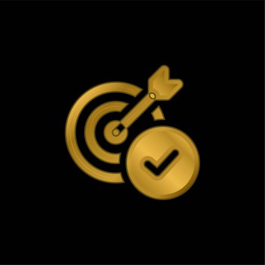 Altın kaplama metalik simge veya logo vektörünü hedefle