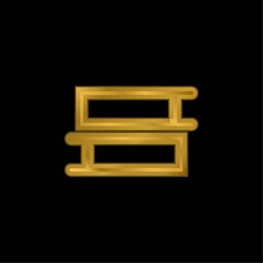 Top View altın kaplama metalik ikon veya logo vektöründen Çift Kitapları