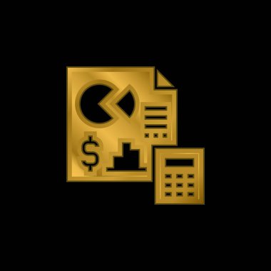 Accounting gold plated metalic icon or logo vector clipart