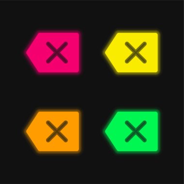 Backspace four color glowing neon vector icon clipart