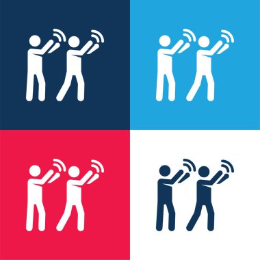 Alkış mavi ve kırmızı dört renk minimal simge kümesi