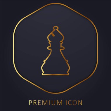 Bishop Chess Piece golden line premium logo or icon clipart