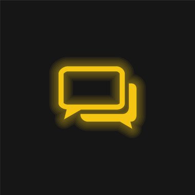 Siyah ve Beyaz Sohbet Kabarcıkları Sarı parlak neon simgesi
