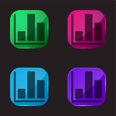 Çubuk Çizelgesi dört renkli cam düğme simgesi