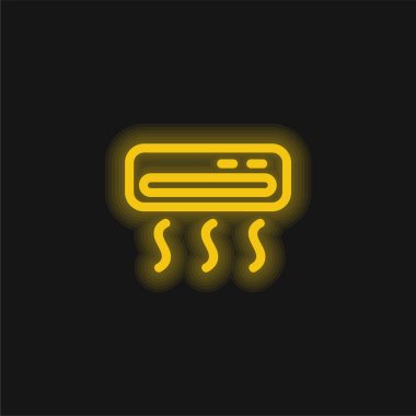 Air Conditioner yellow glowing neon icon clipart