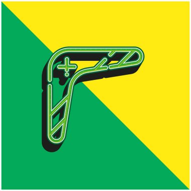 Bumerang Yeşil ve Sarı 3D vektör simgesi logosu