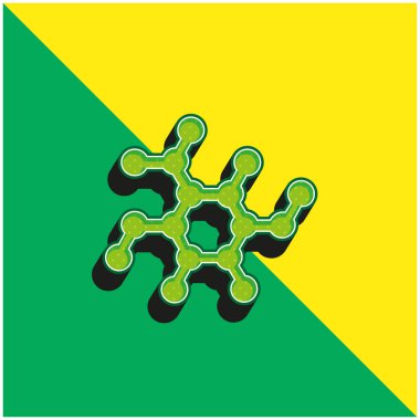 Biyoloji Şekli Yeşil ve Sarı 3D vektör simgesi