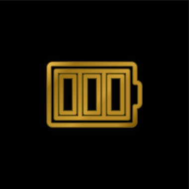 Pil İnce Dış Hatlar Sembolü Çember altın kaplama metalik simge veya logo vektörü