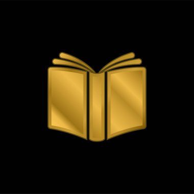 Book Cover gold plated metalic icon or logo vector clipart